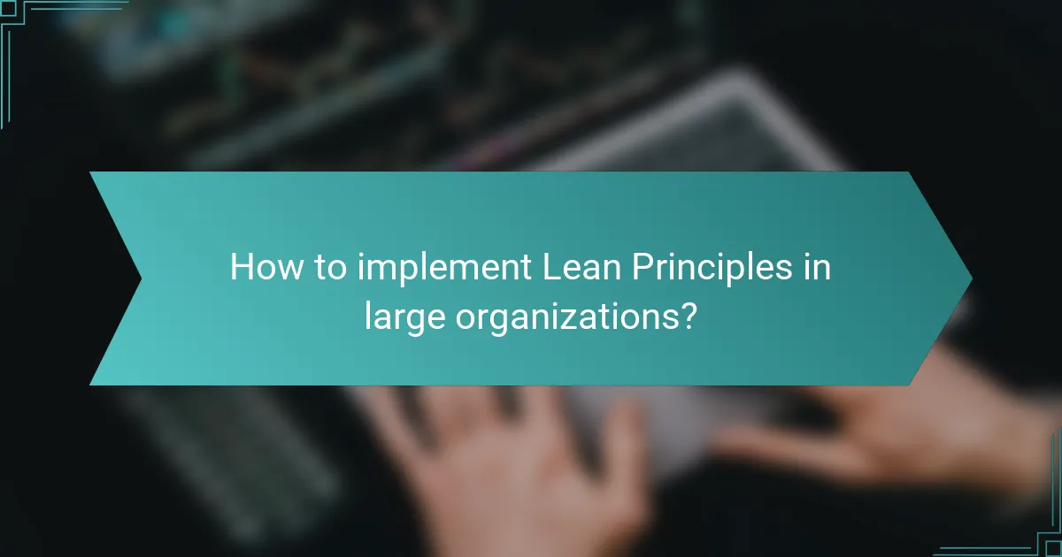 How to implement Lean Principles in large organizations?