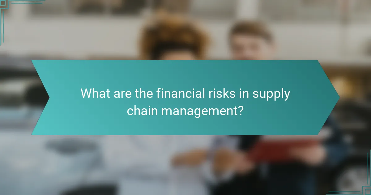 What are the financial risks in supply chain management?